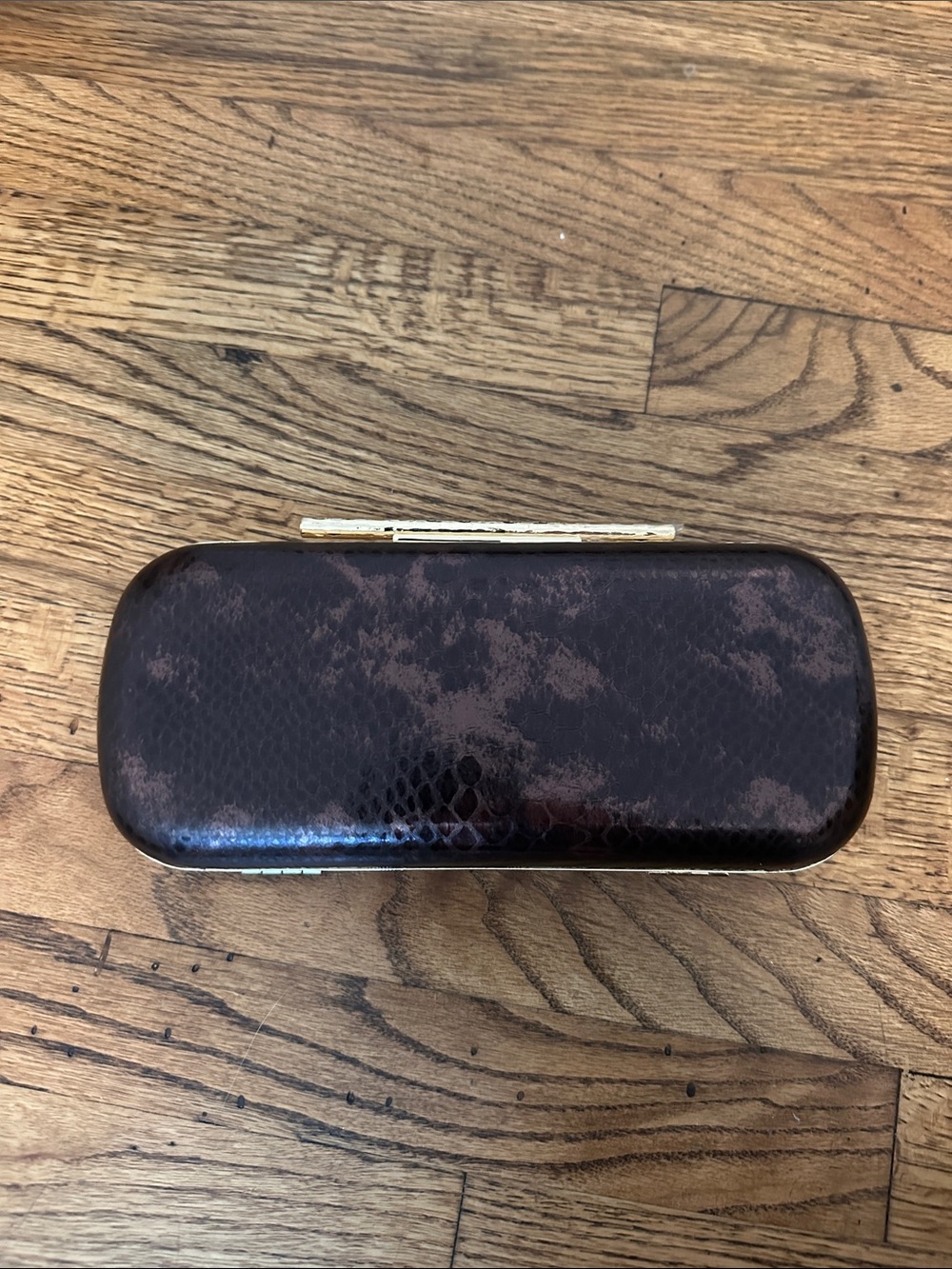 Dune London Brown Textured Clutch with Gold Trim